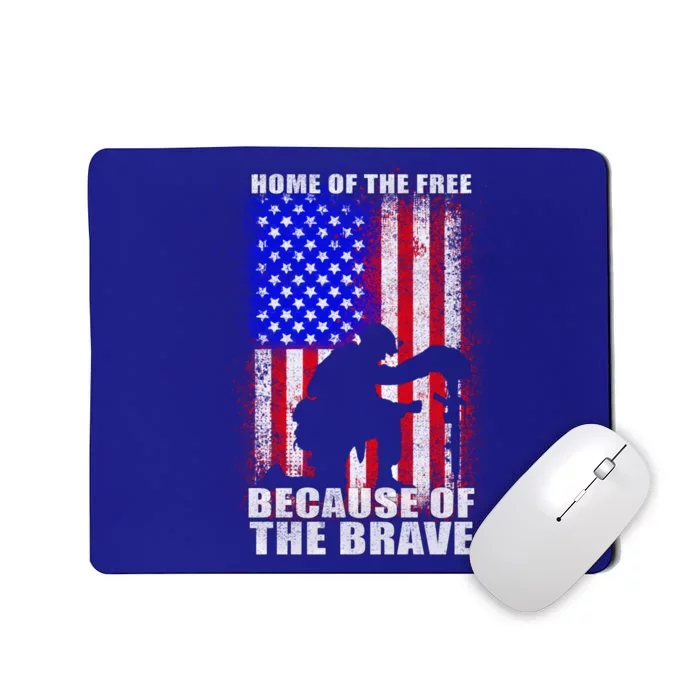 Home Of The Free Because Of The Brave Distress American Flag Cute Gift Mousepad