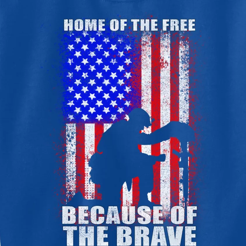 Home Of The Free Because Of The Brave Distress American Flag Cute Gift Kids Sweatshirt