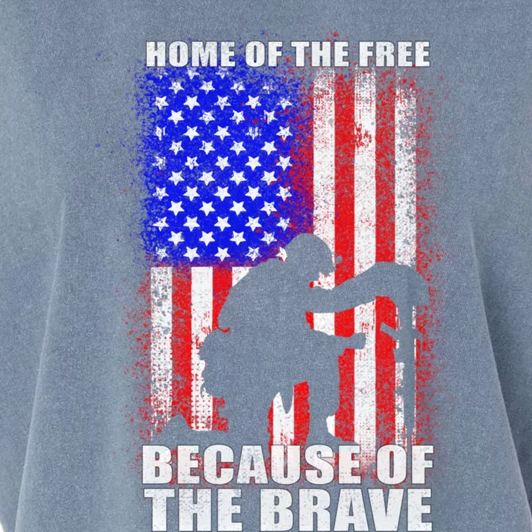 Home Of The Free Because Of The Brave Distress American Flag Cute Gift Garment-Dyed Women's Muscle Tee