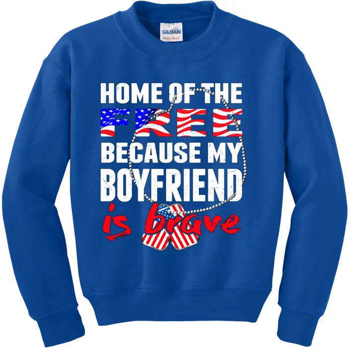 Home Of The Free My Friend Is Brave Proud Army Friend Funny Gift Kids Sweatshirt