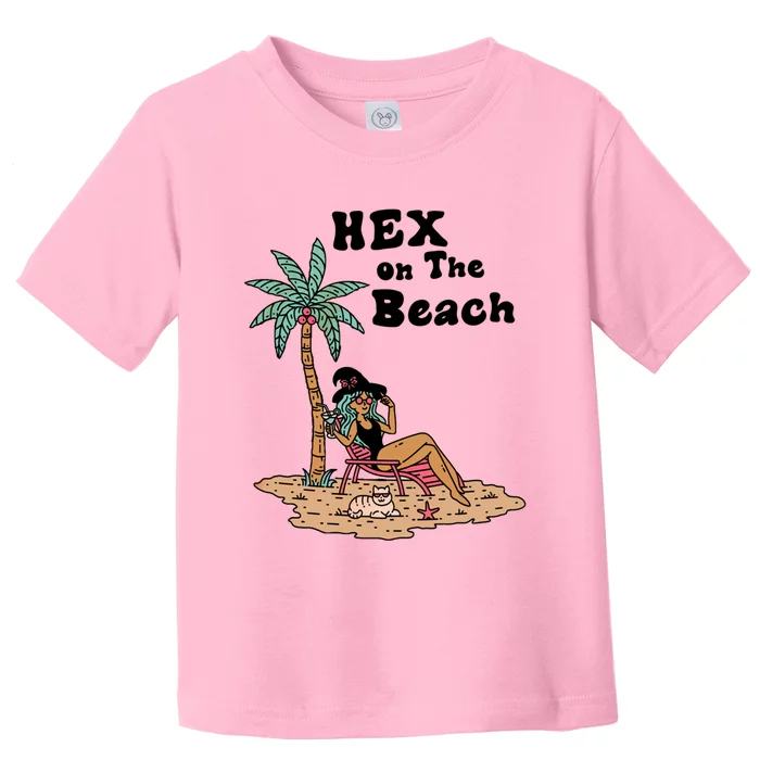 Hex On The Beach Hello Summer Vibes Beach Vacay Retro 70s Gift Toddler T-Shirt