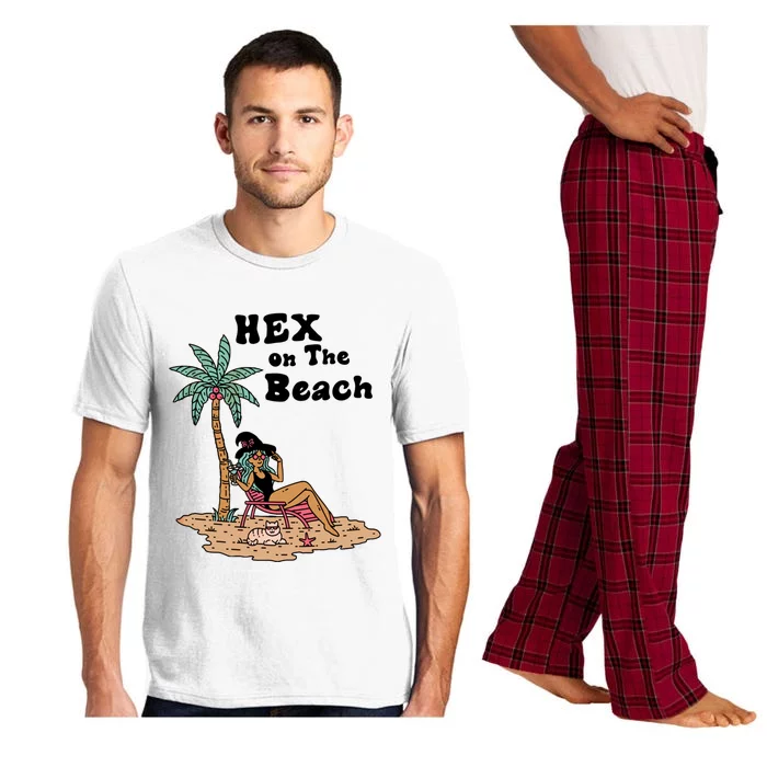 Hex On The Beach Hello Summer Vibes Beach Vacay Retro 70s Gift Pajama Set