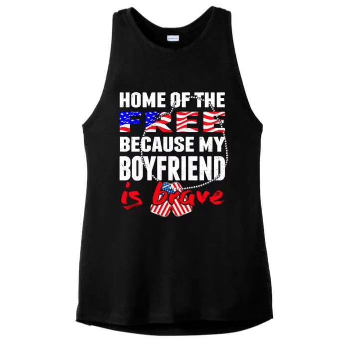 Home Of The Free My Friend Is Brave Proud Army Friend Cool Gift Ladies Tri-Blend Wicking Tank