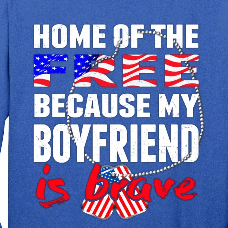 Home Of The Free My Friend Is Brave Proud Army Friend Cool Gift Tall Long Sleeve T-Shirt