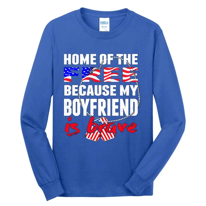 Home Of The Free My Friend Is Brave Proud Army Friend Cool Gift Tall Long Sleeve T-Shirt