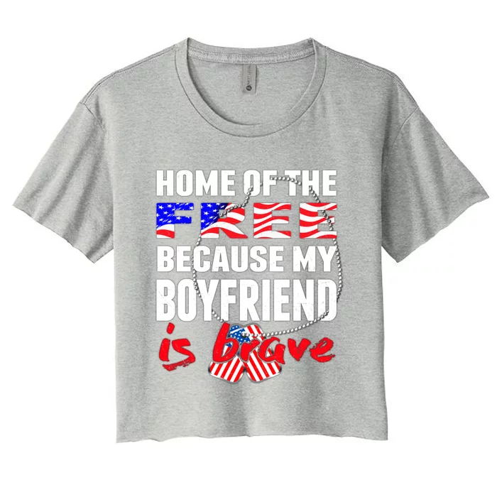 Home Of The Free My Friend Is Brave Proud Army Friend Cool Gift Women's Crop Top Tee