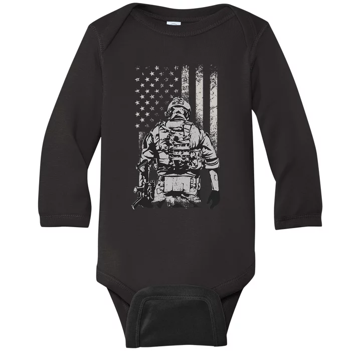 Home Of The Free Because Of The Brave Baby Long Sleeve Bodysuit