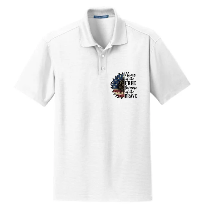 Home Of The Free Because Of The Brave Dry Zone Grid Performance Polo