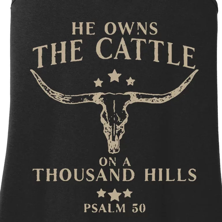 He Owns The Cattle On A Thousand Hills Psalm 50 Ladies Essential Tank