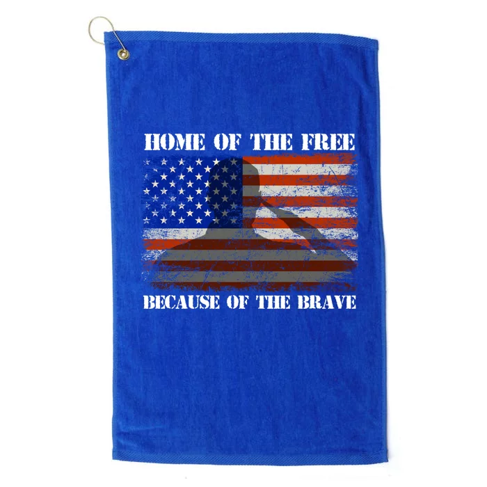 Home Of The Free Because Of The Brave America Flag Meaningful Gift Platinum Collection Golf Towel