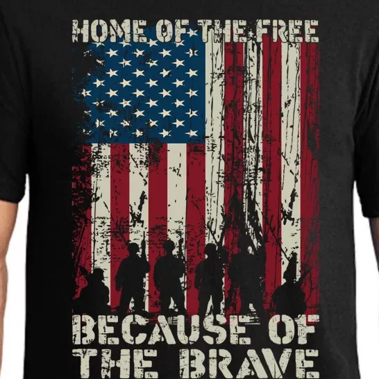 Home Of The Free Because Of The Brave American Flag Gift Pajama Set