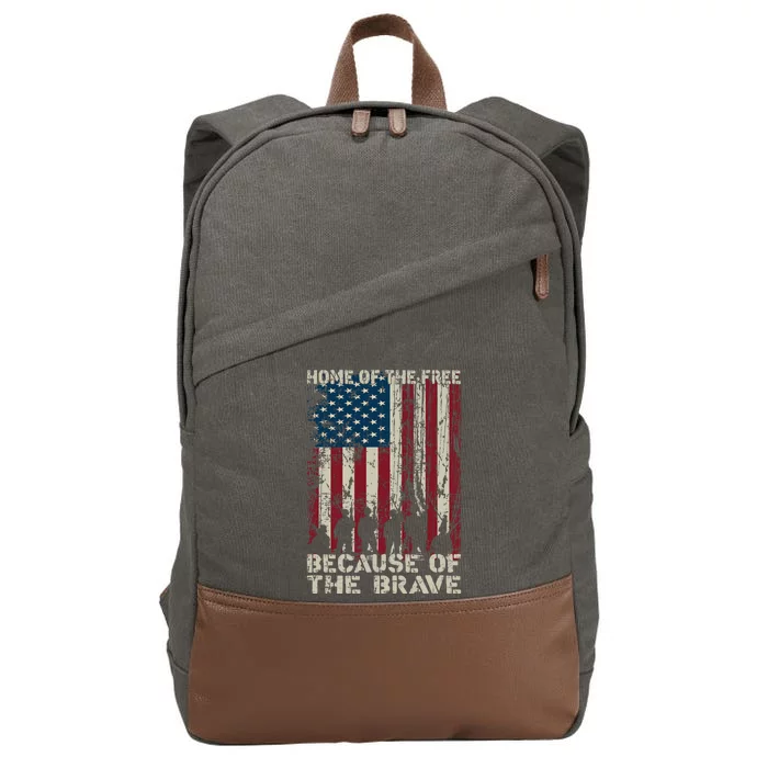 Home Of The Free Because Of The Brave American Flag Gift Cotton Canvas Backpack