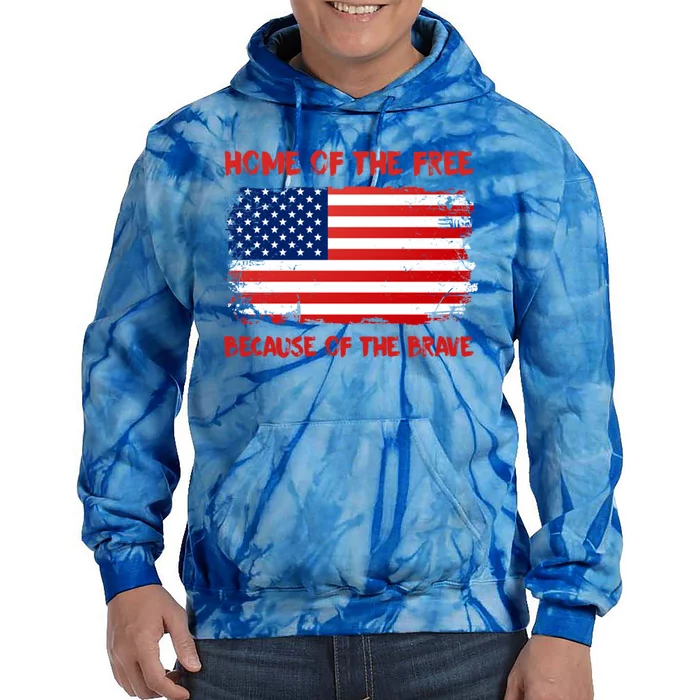 Home Of The Free Because Of The Brave American Flag Cute Gift Tie Dye Hoodie