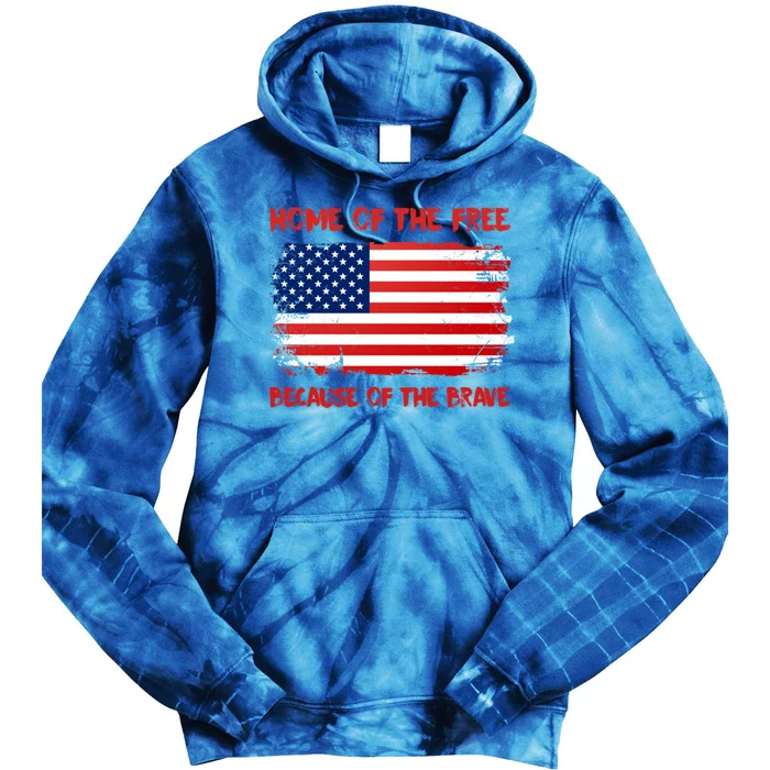 Home Of The Free Because Of The Brave American Flag Cute Gift Tie Dye Hoodie