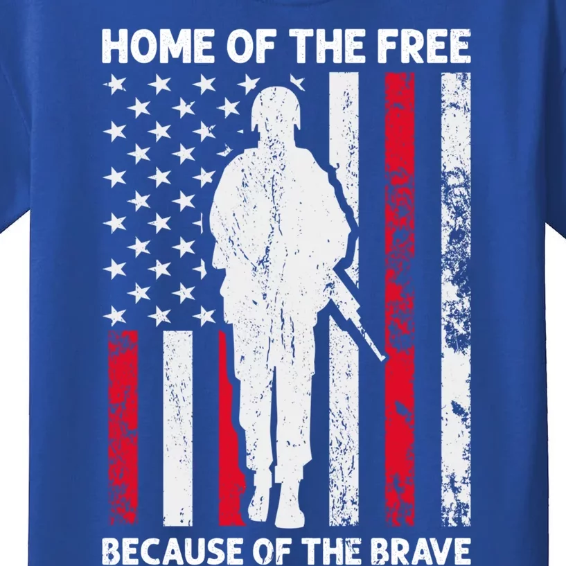 Home Of The Free Because Of The Brave American Veteran Gift Kids T-Shirt