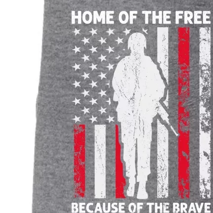 Home Of The Free Because Of The Brave American Veteran Gift Doggie 3-End Fleece Hoodie