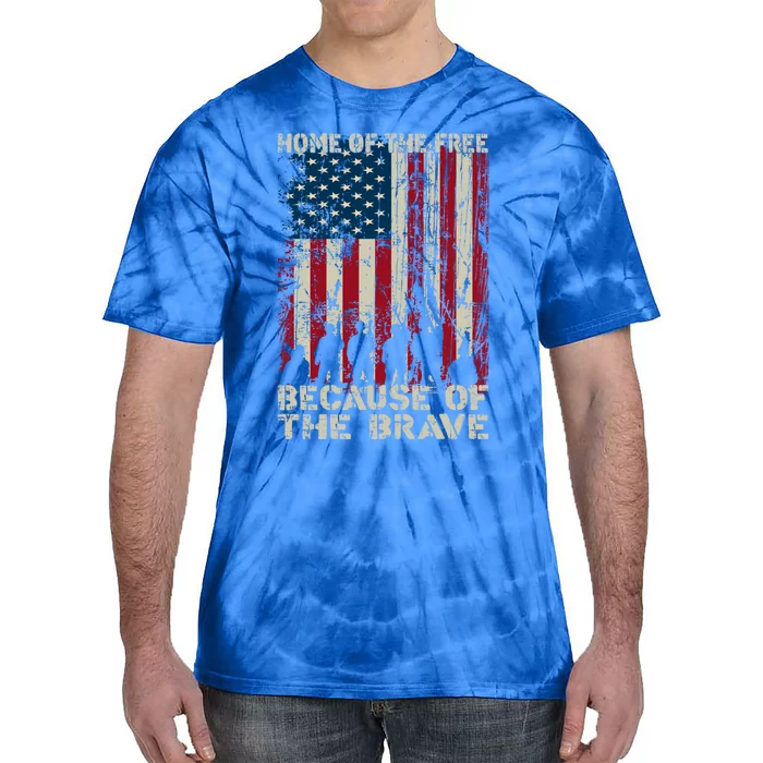 Home Of The Free Because Of The Brave Distress American Flag Gift Tie-Dye T-Shirt