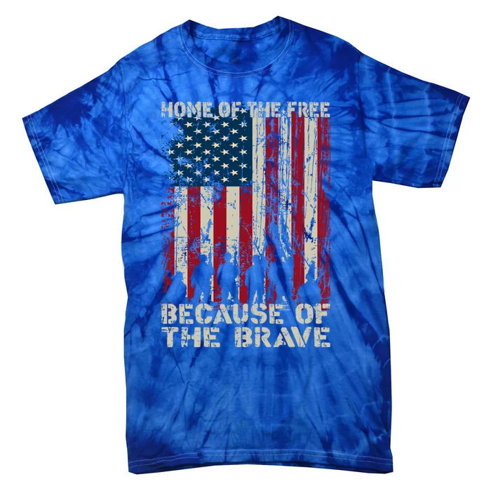 Home Of The Free Because Of The Brave Distress American Flag Gift Tie-Dye T-Shirt