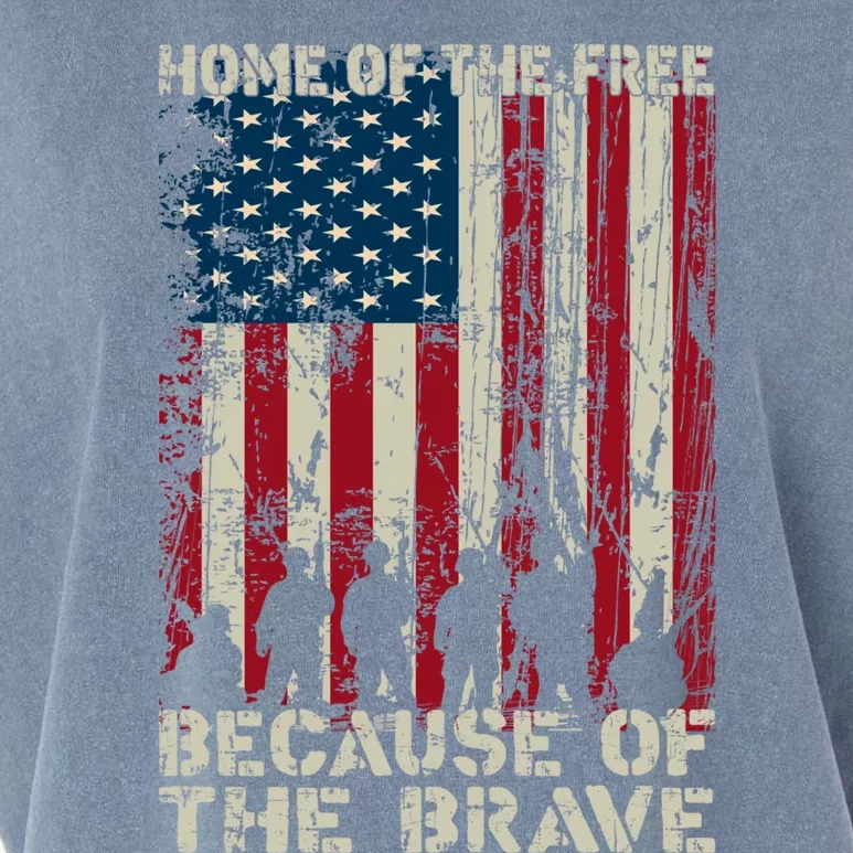 Home Of The Free Because Of The Brave Distress American Flag Gift Garment-Dyed Women's Muscle Tee