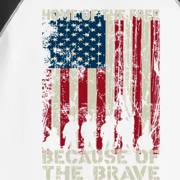 Home Of The Free Because Of The Brave Distress American Flag Gift Toddler Fine Jersey T-Shirt