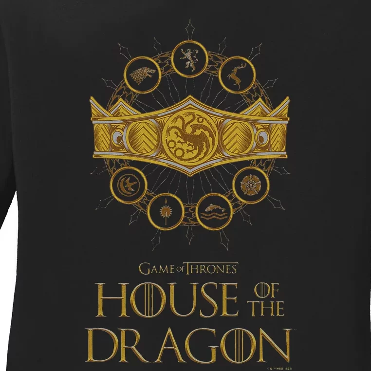 House of the Dragon Group Shot House Crests Crown V2 Ladies Long Sleeve Shirt