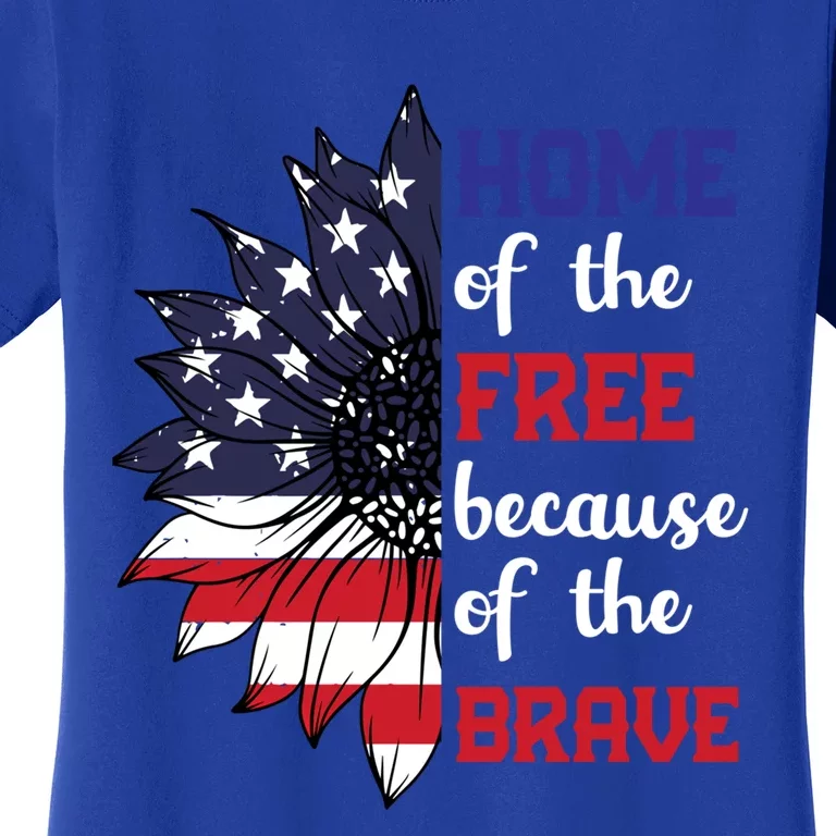 Home Of The Free Because Of The Brave Sunflower Usa Flag Gift Women's T-Shirt