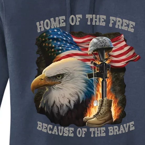 Home Of The Free Because Of The Brave 4th Of July Patriotic Meaningful Gift Women's Pullover Hoodie