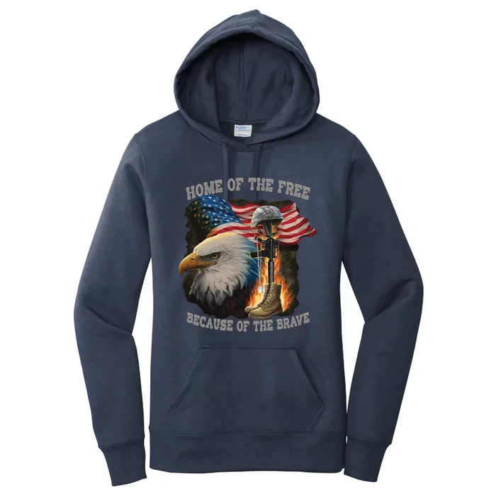 Home Of The Free Because Of The Brave 4th Of July Patriotic Meaningful Gift Women's Pullover Hoodie