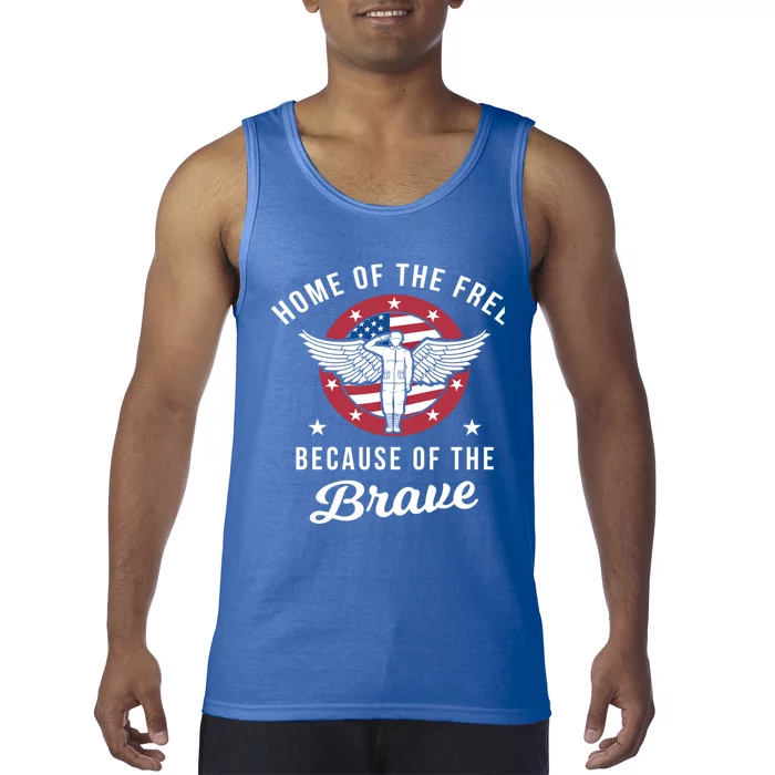 Home Of The Free Because Of The Brave Memorial Day Flag Cool Gift Tank Top