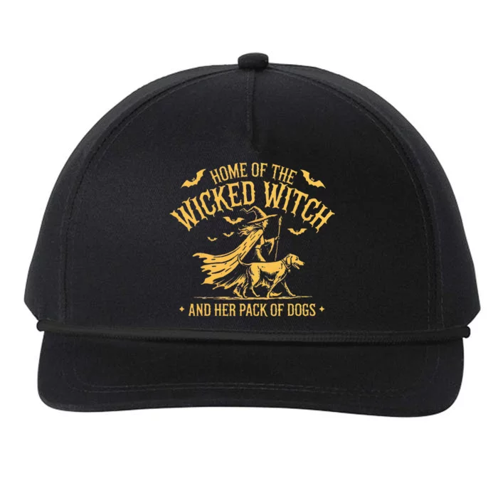 Home Of The Wicked Witch And Her Pack Of Dog Funny Halloween Snapback Five-Panel Rope Hat