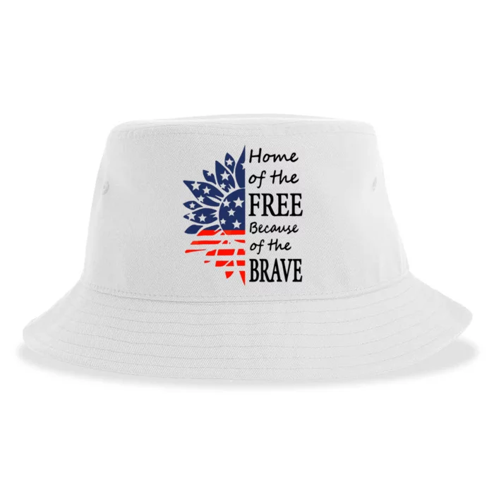 Home of the Free Because Brave 4th of July Armed Forces Day Sustainable Bucket Hat