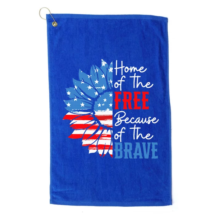 Home Of The Free Because Of The Brave Sunflower Platinum Collection Golf Towel