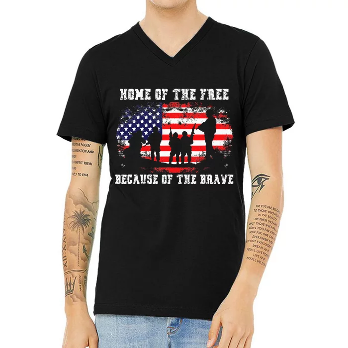 Home Of The Free Because Of The Brave V-Neck T-Shirt