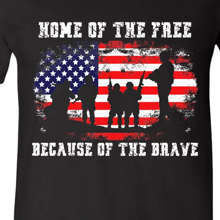 Home Of The Free Because Of The Brave V-Neck T-Shirt