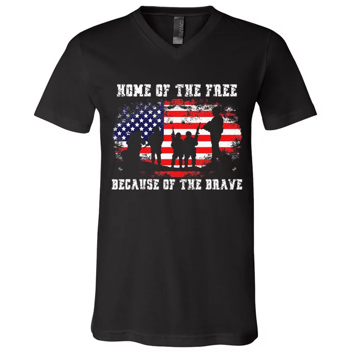 Home Of The Free Because Of The Brave V-Neck T-Shirt