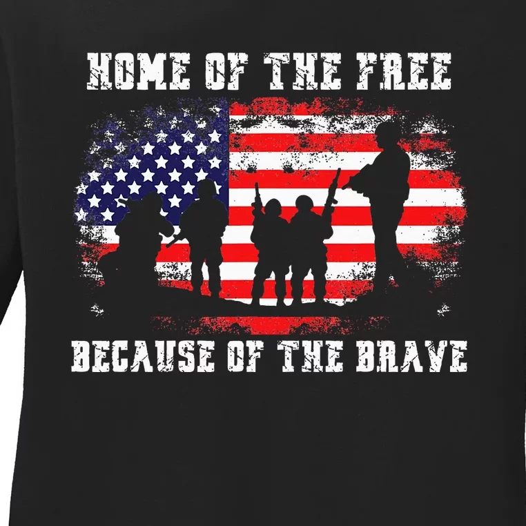 Home Of The Free Because Of The Brave Ladies Long Sleeve Shirt