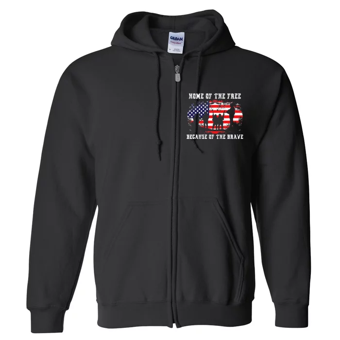 Home Of The Free Because Of The Brave Full Zip Hoodie