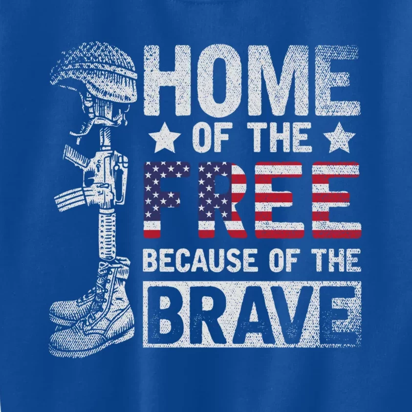 Home Of The Free Because Of The Brave Proud Veteran Soldier Gift Kids Sweatshirt