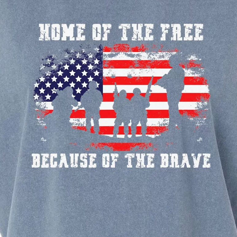 Home Of The Free Because Of The Brave American Flag Garment-Dyed Women's Muscle Tee