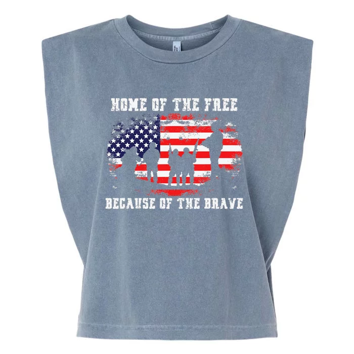 Home Of The Free Because Of The Brave American Flag Garment-Dyed Women's Muscle Tee