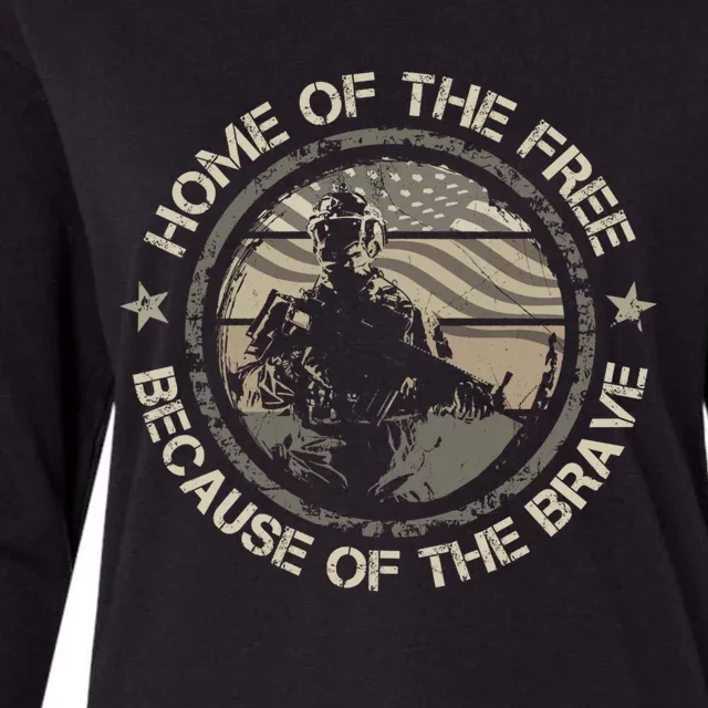 Home Of The Free Because Of The Brave Usa Military Veteran Gift Womens Cotton Relaxed Long Sleeve T-Shirt