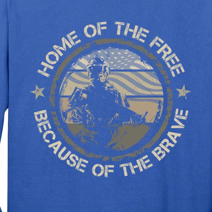 Home Of The Free Because Of The Brave Usa Military Veteran Gift Tall Long Sleeve T-Shirt