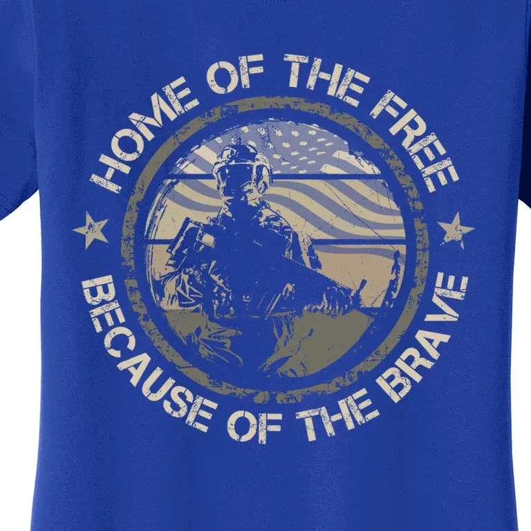 Home Of The Free Because Of The Brave Usa Military Veteran Gift Women's T-Shirt