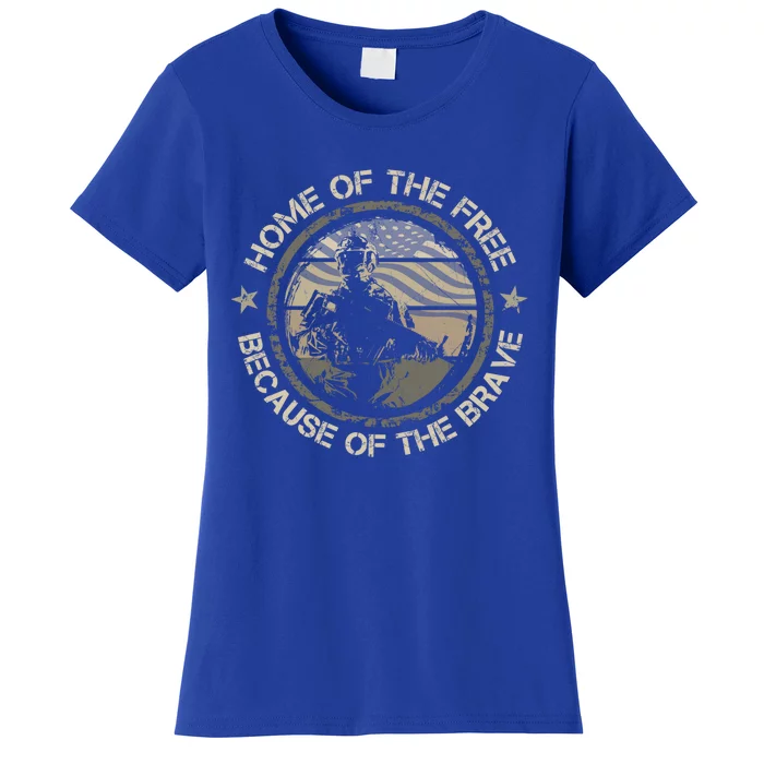 Home Of The Free Because Of The Brave Usa Military Veteran Gift Women's T-Shirt