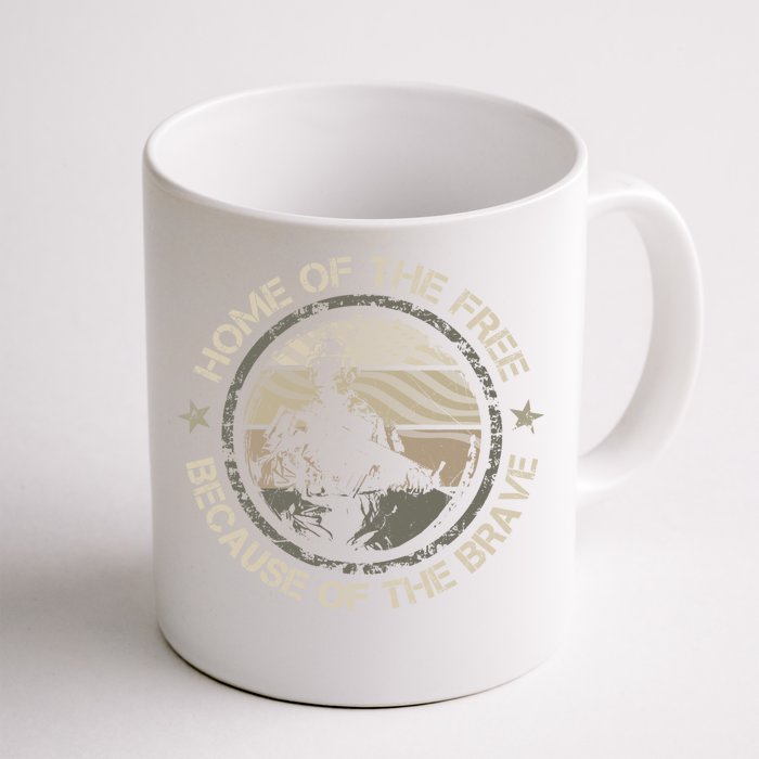 Home Of The Free Because Of The Brave Usa Military Veteran Gift Front & Back Coffee Mug