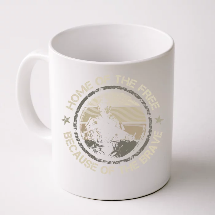 Home Of The Free Because Of The Brave Usa Military Veteran Gift Front & Back Coffee Mug