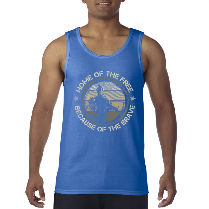 Home Of The Free Because Of The Brave Usa Military Veteran Great Gift Tank Top