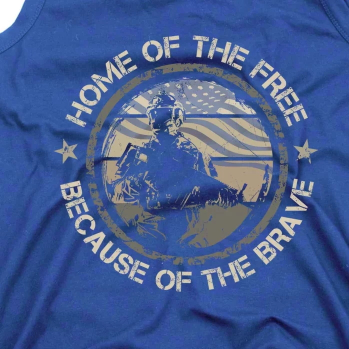 Home Of The Free Because Of The Brave Usa Military Veteran Great Gift Tank Top