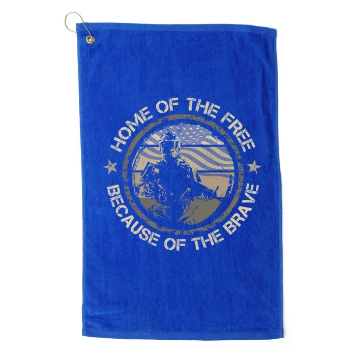 Home Of The Free Because Of The Brave Usa Military Veteran Great Gift Platinum Collection Golf Towel