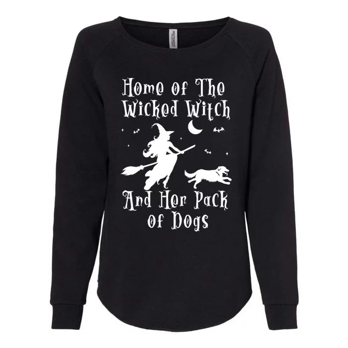 Home Of The Wicked Witch And Her Pack Of Dog Funny Halloween Gift Womens California Wash Sweatshirt